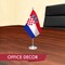 G128 Croatia Croatian Deluxe Desk Flag Set | 8.5x5.5 In | Printed 300D Polyester, with Silver Dome and Base, 15" Metal Pole, Decorations For Office, Home and Festival Events Celebration